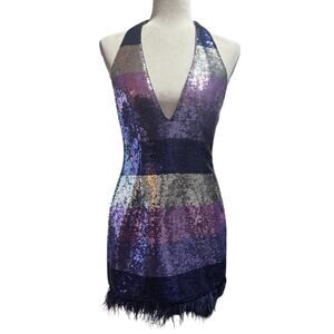 Lovers + Friends Blue Sequin Midi Dress